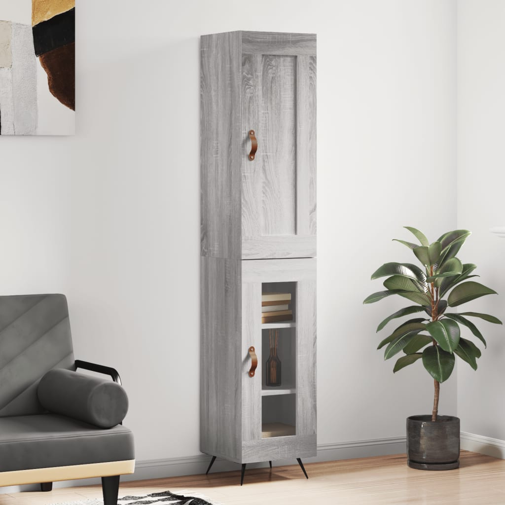 Image Buffet haut Sonoma gris 34,5x34x180 cm Bois d'ingénierie | Xios Store SNC vidaXL Xios Store SNC