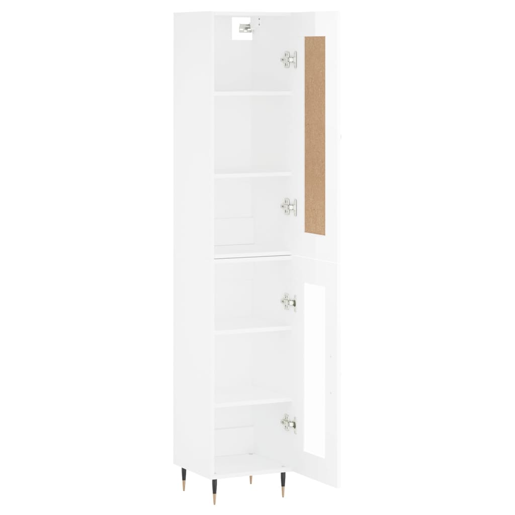 Image Buffet haut Blanc brillant 34,5x34x180 cm Bois d'ingénierie | Xios Store SNC vidaXL Xios Store SNC