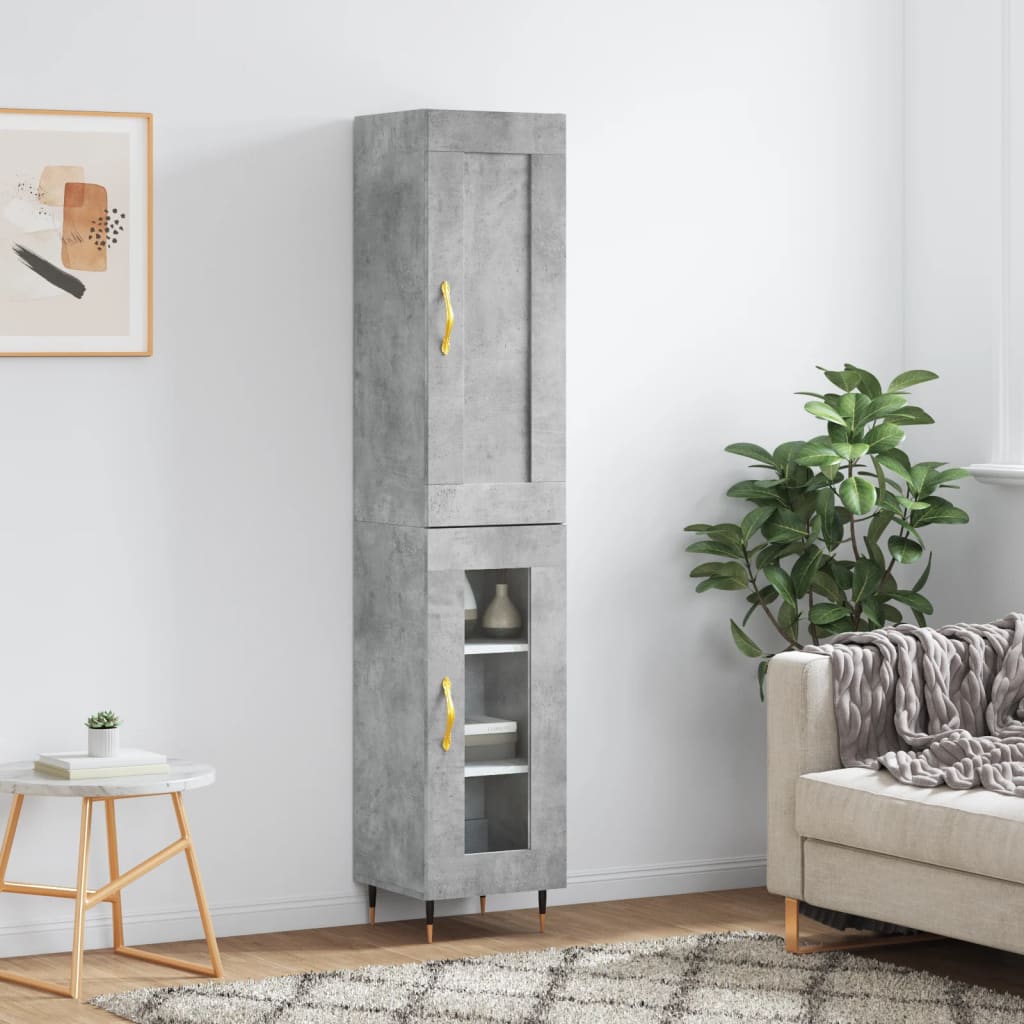 Image Buffet haut Gris béton 34,5x34x180 cm Bois d'ingénierie | Xios Store SNC vidaXL Xios Store SNC