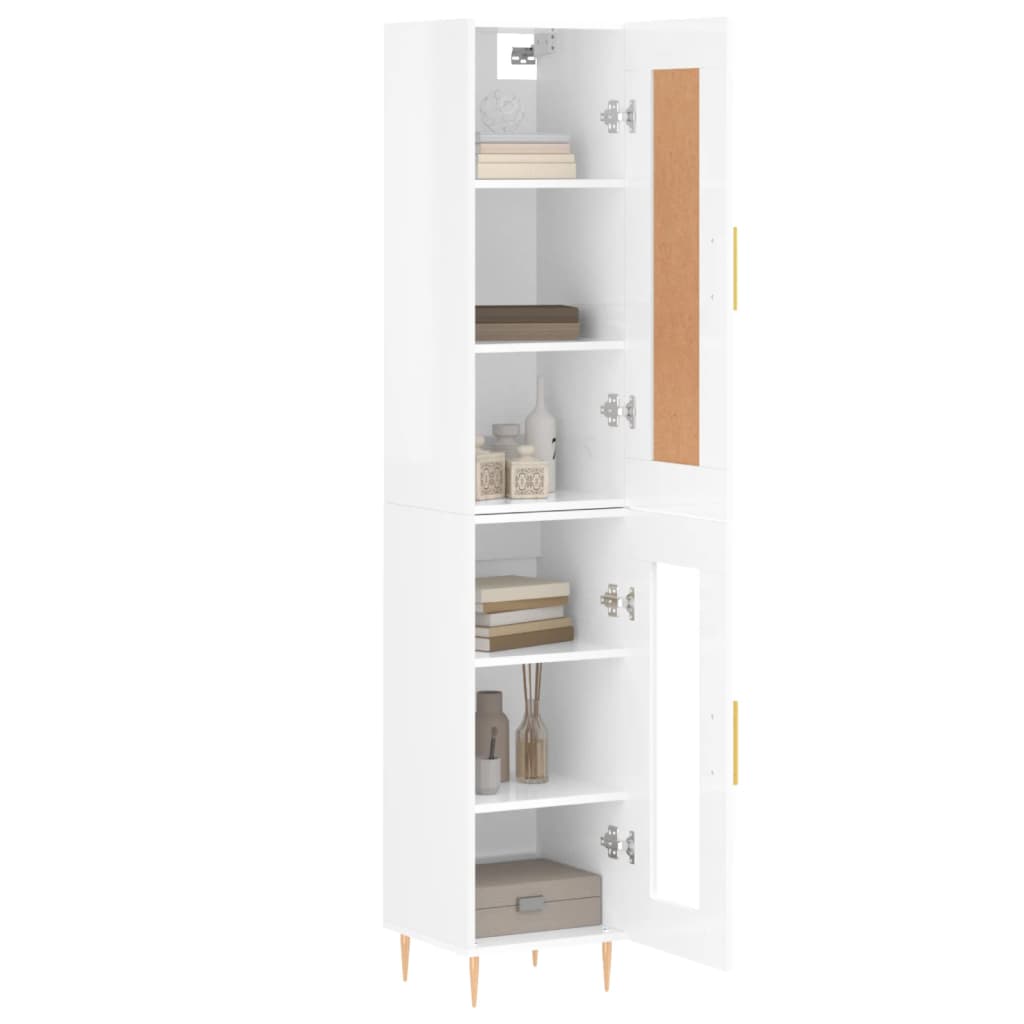 Image Buffet haut blanc brillant 34,5x34x180 cm bois d'ingénierie | Xios Store SNC vidaXL Xios Store SNC