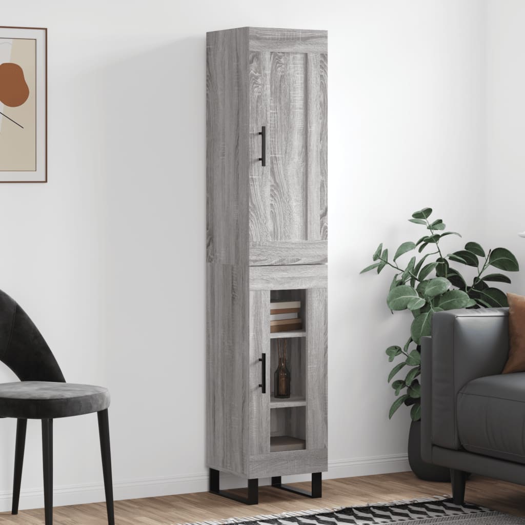 Image Buffet haut Sonoma gris 34,5x34x180 cm Bois d'ingénierie | Xios Store SNC vidaXL Xios Store SNC