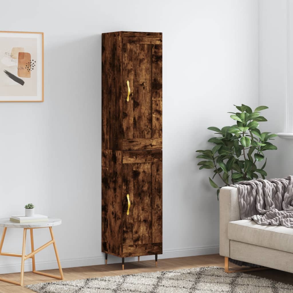 Image Buffet haut Chêne fumé 34,5x34x180 cm Bois d'ingénierie | Xios Store SNC vidaXL Xios Store SNC