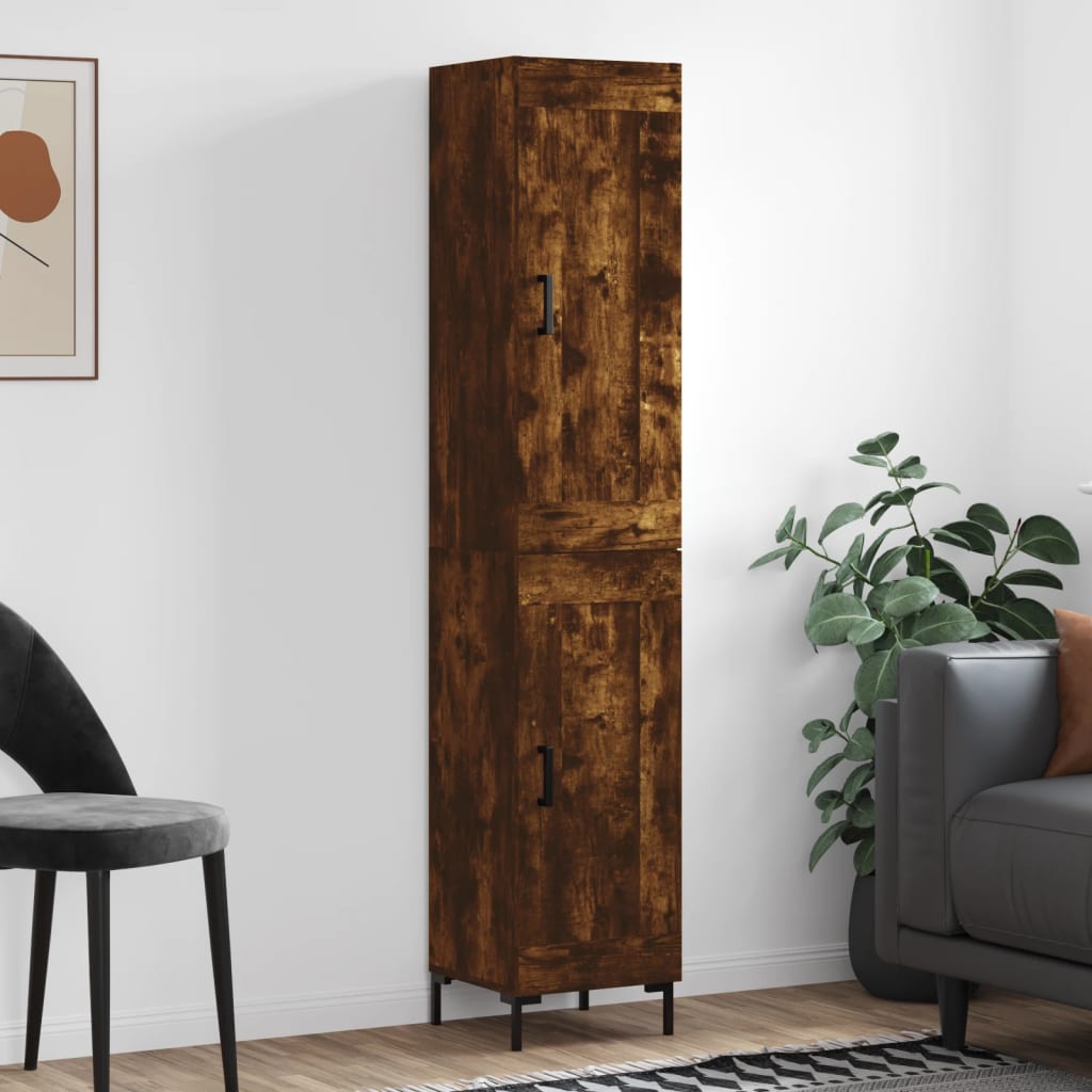 Image Buffet haut Chêne fumé 34,5x34x180 cm Bois d'ingénierie | Xios Store SNC vidaXL Xios Store SNC