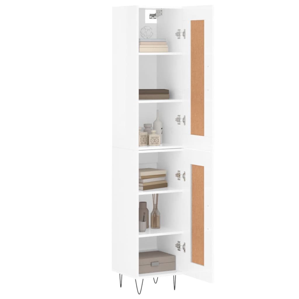 Image Buffet haut Blanc brillant 34,5x34x180 cm Bois d'ingénierie | Xios Store SNC vidaXL Xios Store SNC