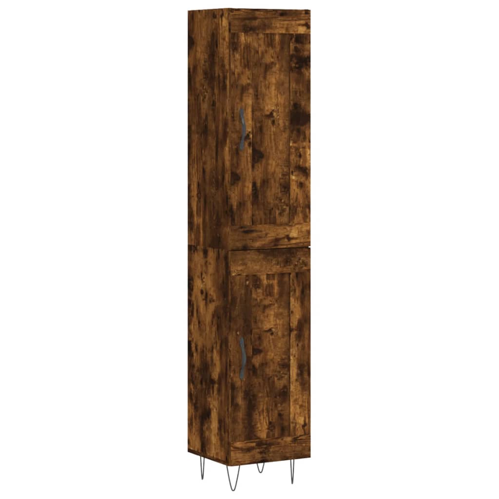 Image Buffet haut Chêne fumé 34,5x34x180 cm Bois d'ingénierie | Xios Store SNC vidaXL Xios Store SNC