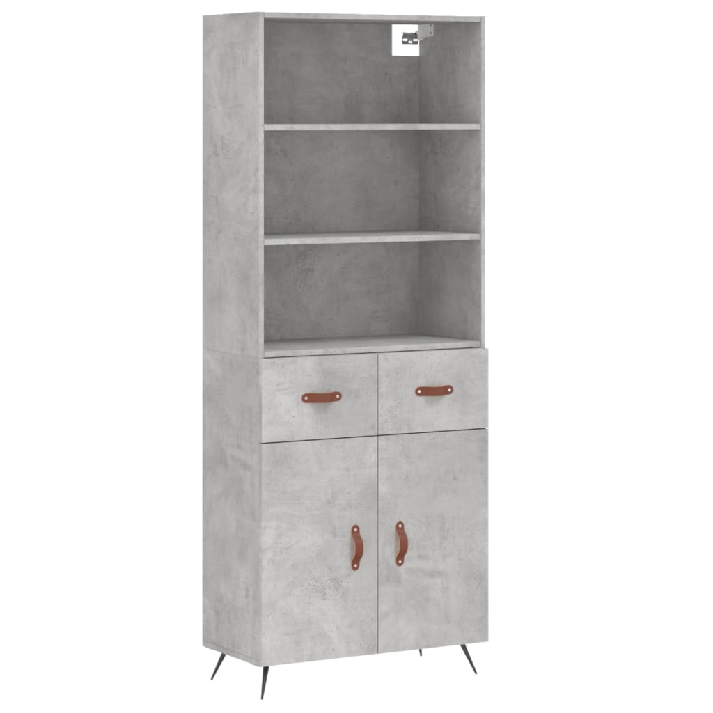 Image Buffet haut Gris béton 69,5x34x180 cm Bois d'ingénierie | Xios Store SNC vidaXL Xios Store SNC