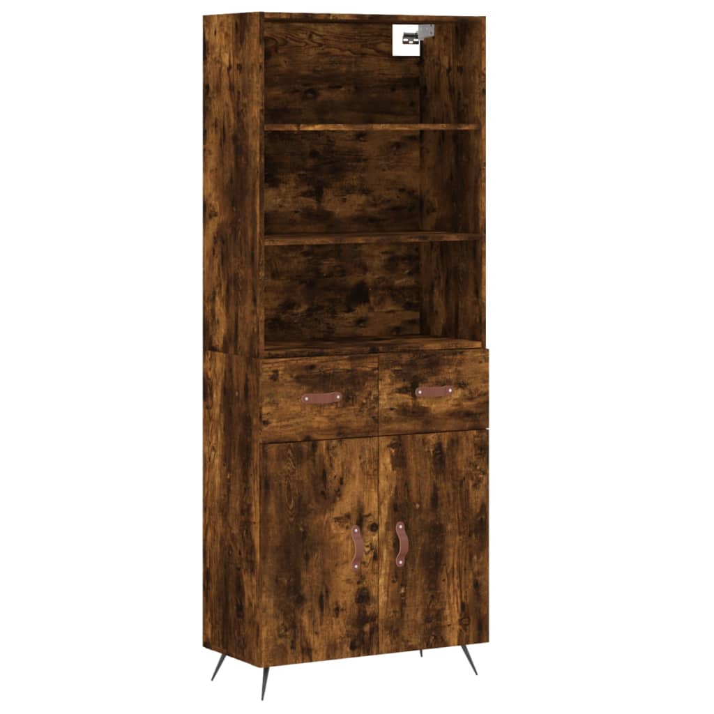 Image Buffet haut Chêne fumé 69,5x34x180 cm Bois d'ingénierie | Xios Store SNC vidaXL Xios Store SNC