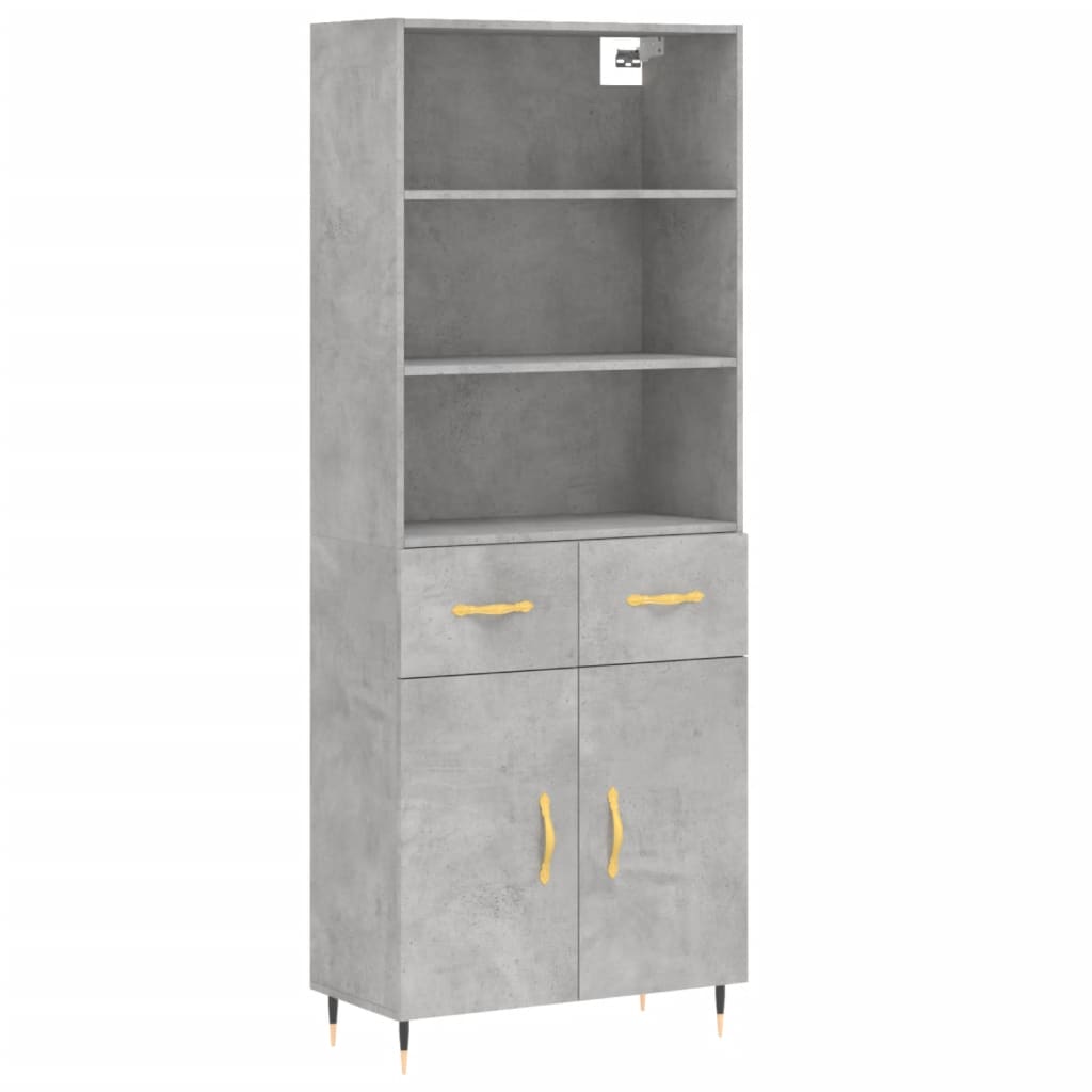 Image Buffet haut Gris béton 69,5x34x180 cm Bois d'ingénierie | Xios Store SNC vidaXL Xios Store SNC