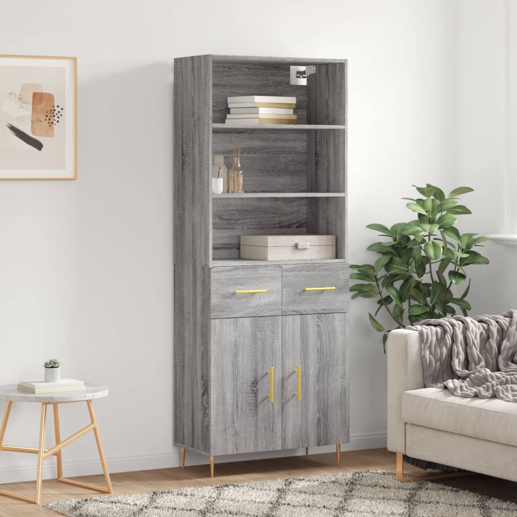 Image Buffet haut Sonoma gris 69,5x34x180 cm Bois d'ingénierie | Xios Store SNC vidaXL Xios Store SNC