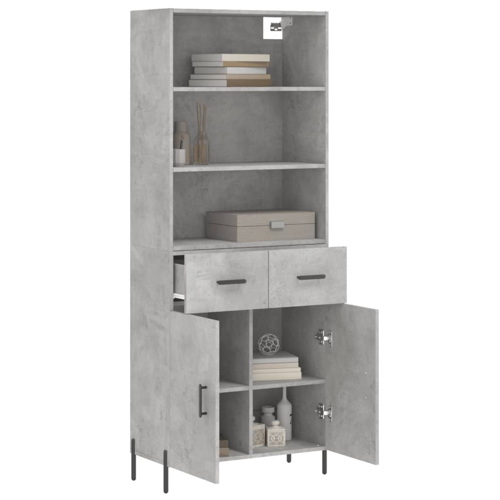 Image Buffet haut Gris béton 69,5x34x180 cm Bois d'ingénierie | Xios Store SNC vidaXL Xios Store SNC