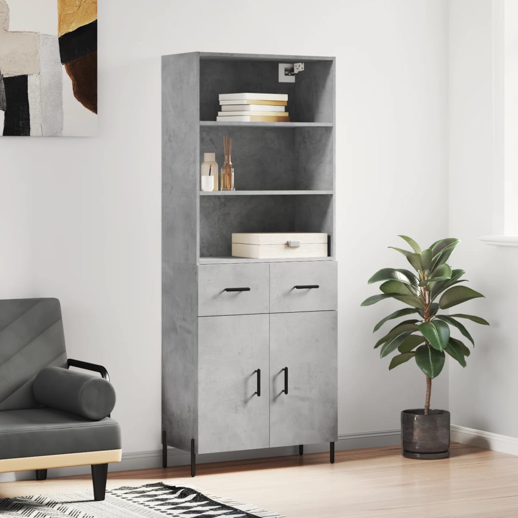 Image Buffet haut Gris béton 69,5x34x180 cm Bois d'ingénierie | Xios Store SNC vidaXL Xios Store SNC