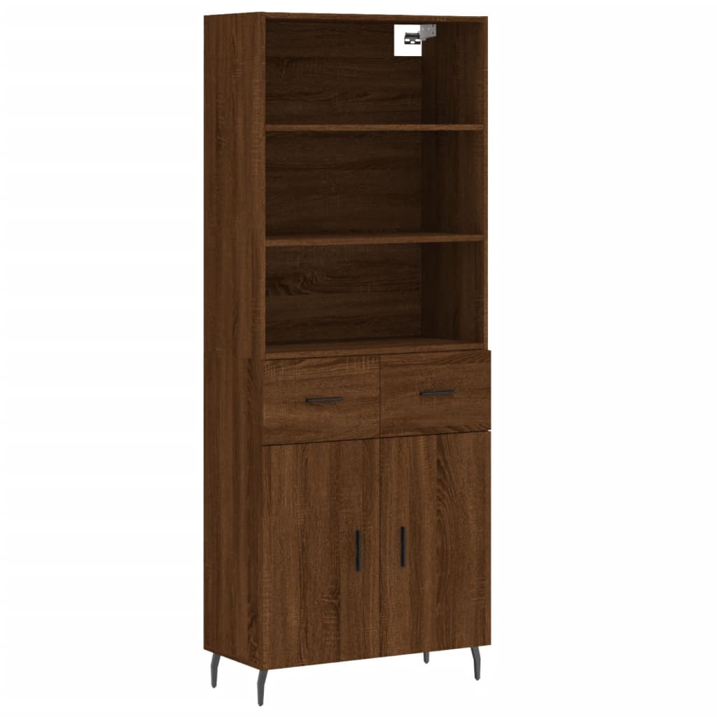 Image Buffet haut Chêne marron 69,5x34x180 cm Bois d'ingénierie | Xios Store SNC vidaXL Xios Store SNC