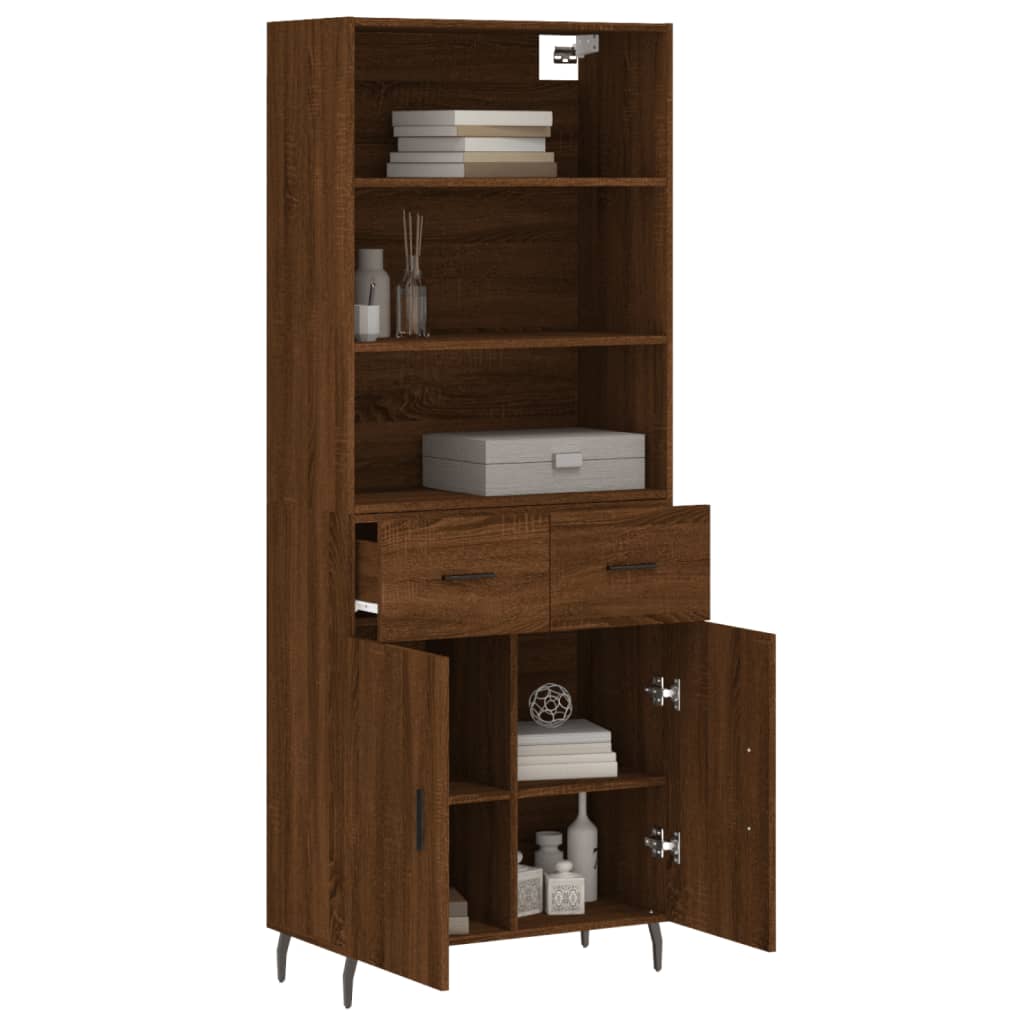 Image Buffet haut Chêne marron 69,5x34x180 cm Bois d'ingénierie | Xios Store SNC vidaXL Xios Store SNC