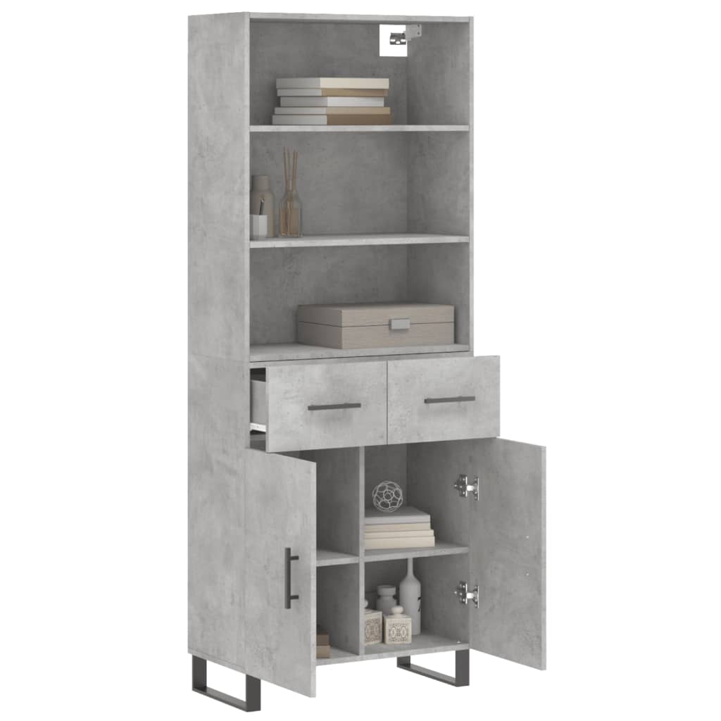 Image Buffet haut Gris béton 69,5x34x180 cm Bois d'ingénierie | Xios Store SNC vidaXL Xios Store SNC