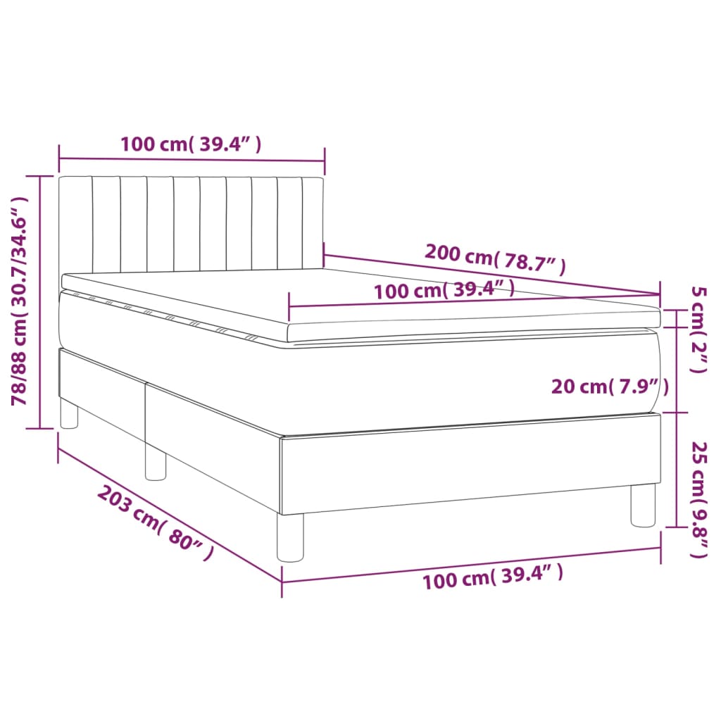 Image Sommier à lattes de lit avec matelas Bleu foncé 100x200 cm | Xios Store SNC vidaXL Xios Store SNC