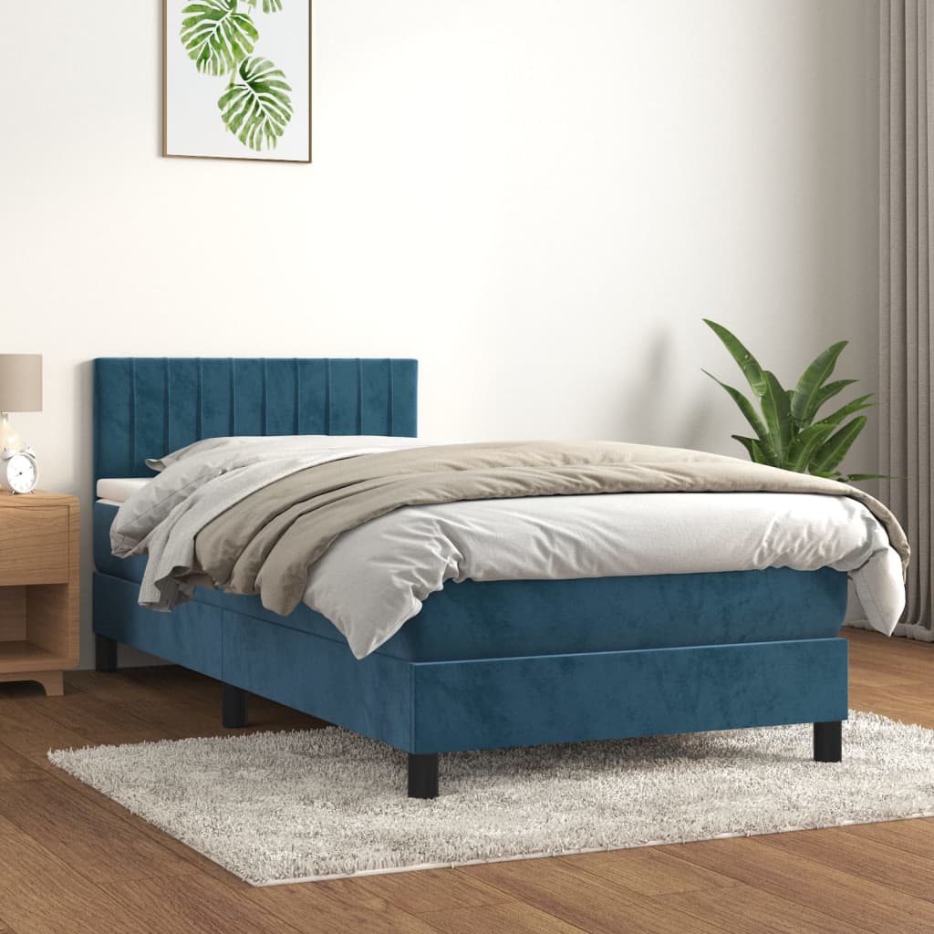 Image Sommier à lattes de lit avec matelas Bleu foncé 100x200 cm | Xios Store SNC vidaXL Xios Store SNC