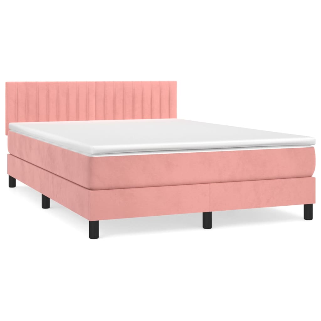 Image Sommier à lattes de lit avec matelas Rose 140x200 cm Velours | Xios Store SNC vidaXL Xios Store SNC