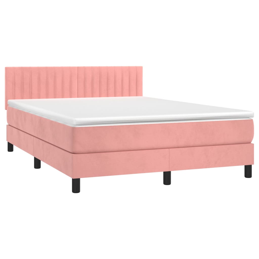 Image Sommier à lattes de lit avec matelas Rose 140x200 cm Velours | Xios Store SNC vidaXL Xios Store SNC