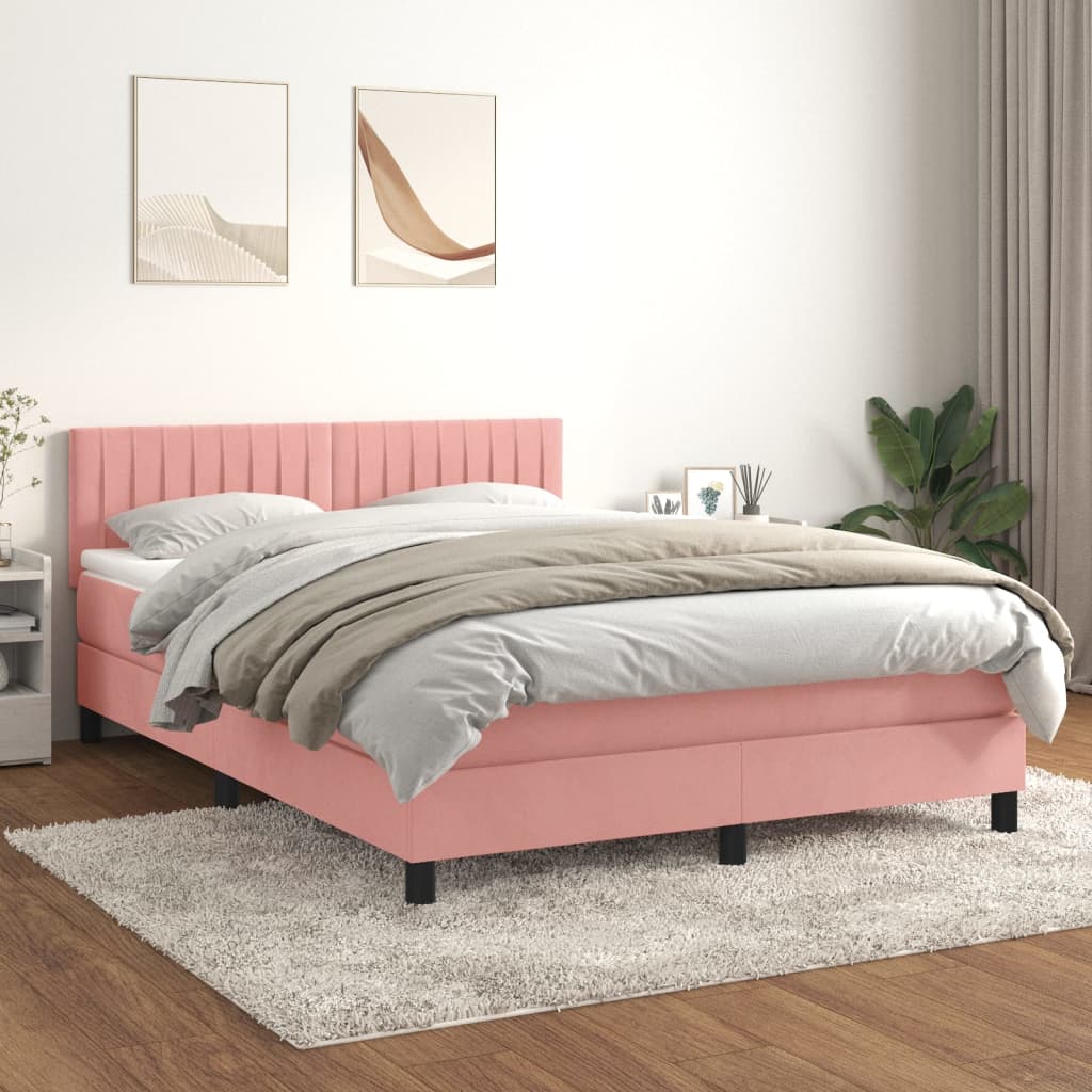 Image Sommier à lattes de lit avec matelas Rose 140x200 cm Velours | Xios Store SNC vidaXL Xios Store SNC