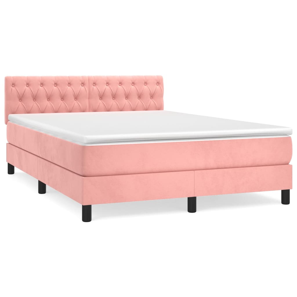 Image Sommier à lattes de lit avec matelas Rose 140x200 cm Velours | Xios Store SNC vidaXL Xios Store SNC