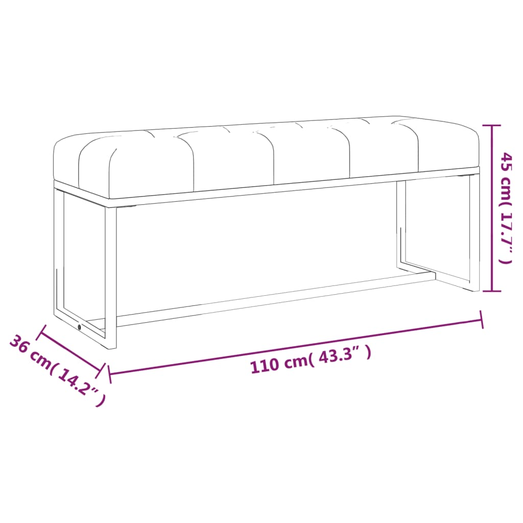 Banc Beige 110x36x45 cm Velours Bancs coffres vidaXL   