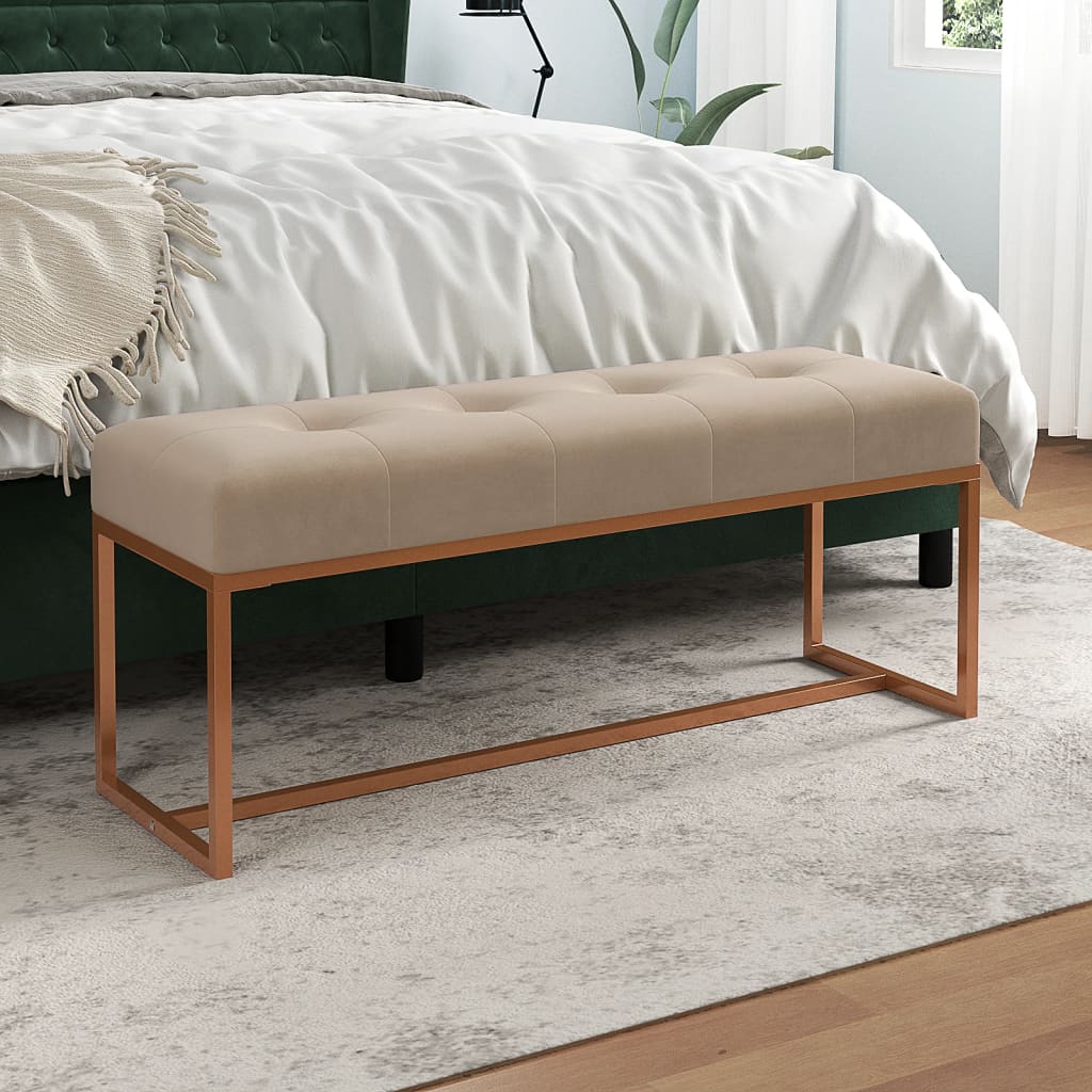 Banc Beige 110x36x45 cm Velours Bancs coffres vidaXL   