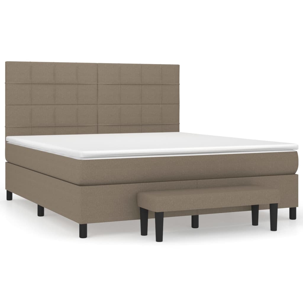 Sommier à lattes de lit avec matelas Taupe 180x200 cm Tissu Lits & cadres de lit vidaXL