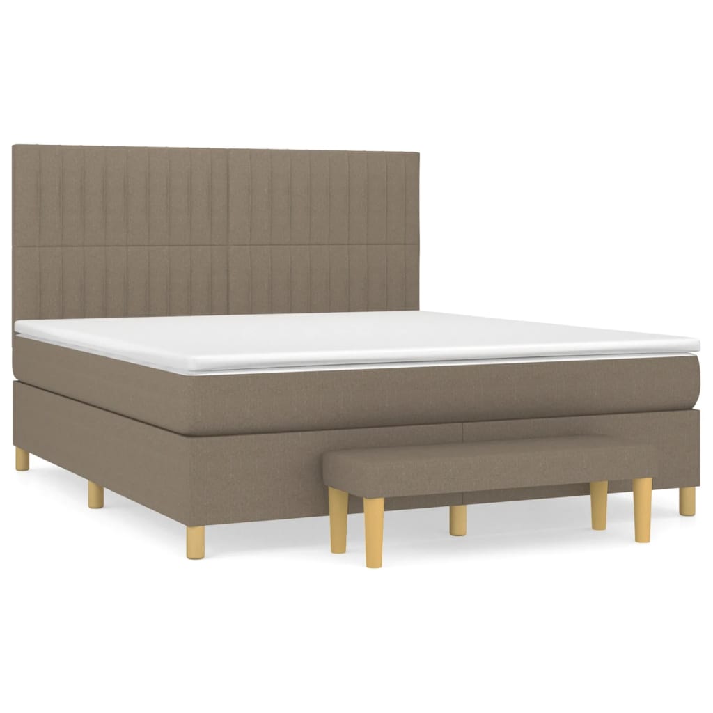 Sommier à lattes de lit avec matelas Taupe 180x200 cm Tissu Lits & cadres de lit vidaXL