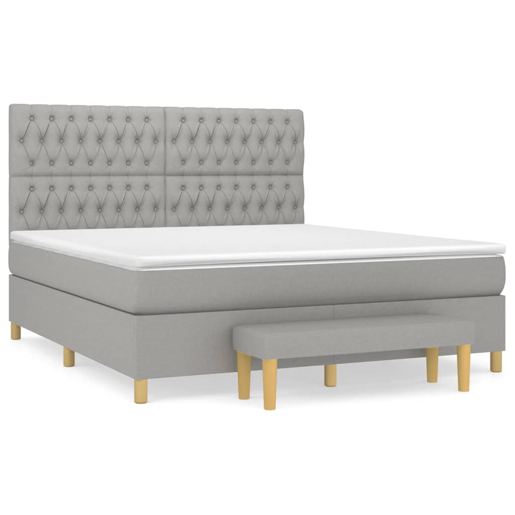 Sommier à lattes de lit avec matelas Gris clair 180x200cm Tissu Lits & cadres de lit vidaXL