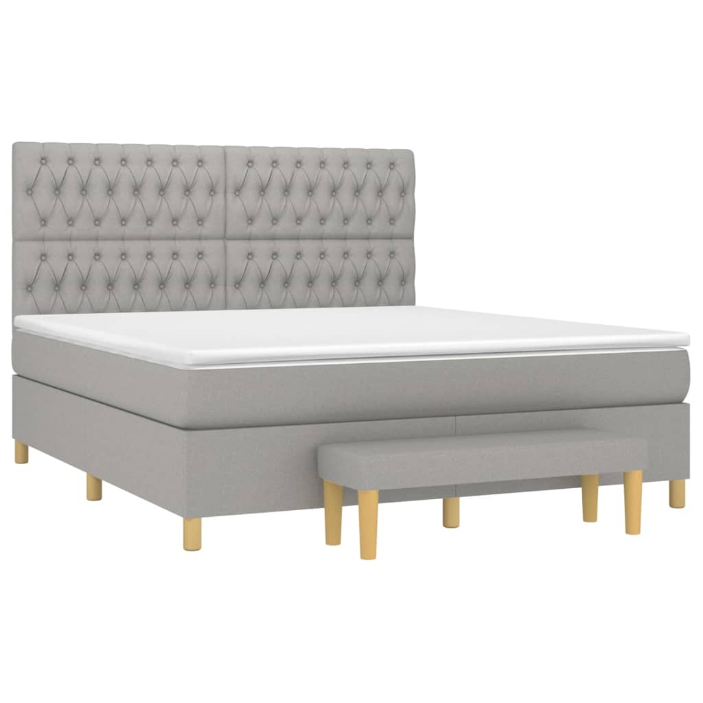 Sommier à lattes de lit avec matelas Gris clair 180x200cm Tissu Lits & cadres de lit vidaXL