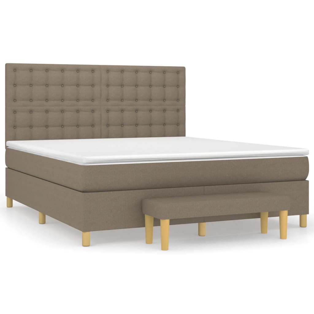 Sommier à lattes de lit avec matelas Taupe 180x200 cm Tissu Lits & cadres de lit vidaXL