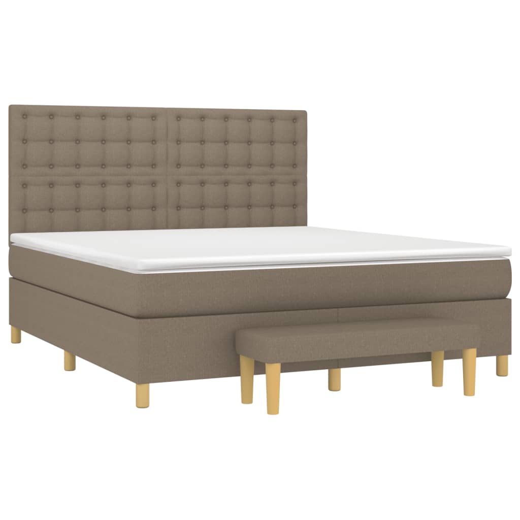 Sommier à lattes de lit avec matelas Taupe 180x200 cm Tissu Lits & cadres de lit vidaXL