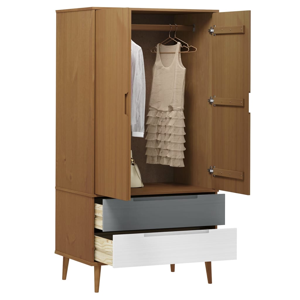 Garde-robe MOLDE Marron 90x55x175 cm Bois massif de pin Armoires vidaXL   