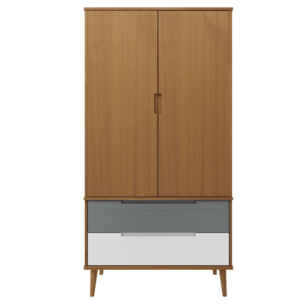 Garde-robe MOLDE Marron 90x55x175 cm Bois massif de pin Armoires vidaXL   