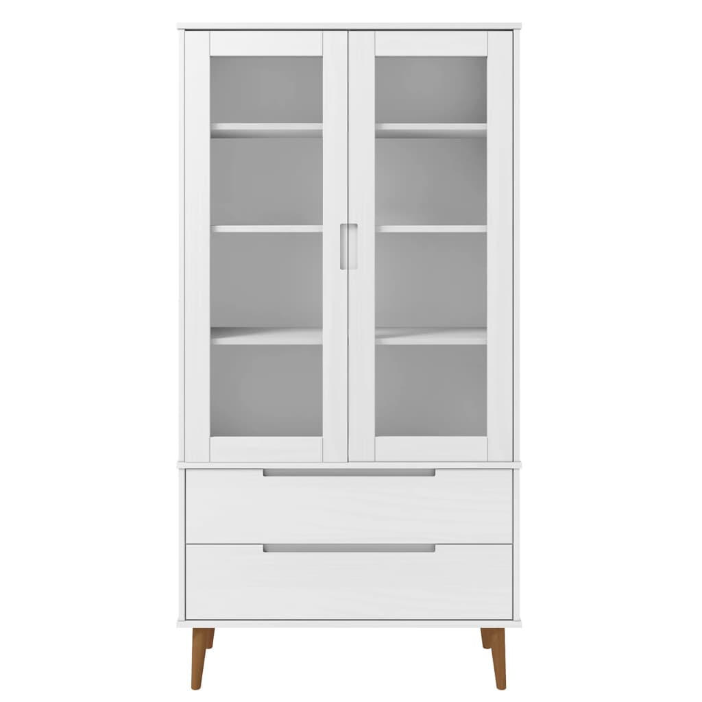 Armoire à vitrine MOLDE Blanc 90x35x175 cm Bois de pin massif Bibliothèques vidaXL   