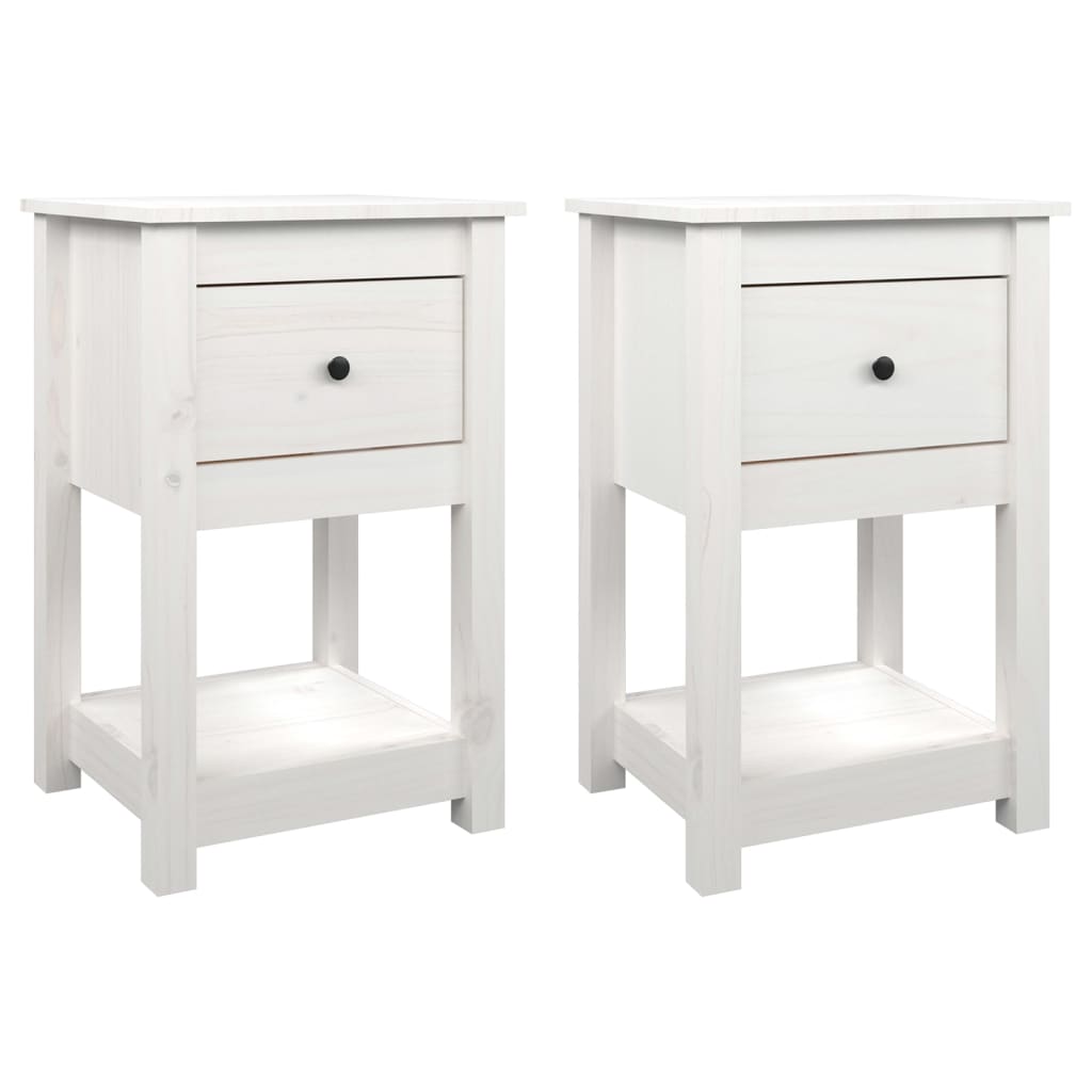 Tables de chevet 2 pcs Blanc 40x35x61,5 cm Bois de pin massif - Xios Store SNC