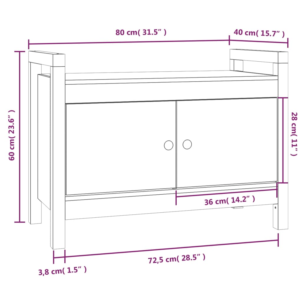 Banc d'entrée 80x40x60 cm Bois de pin massif Bancs coffres vidaXL   