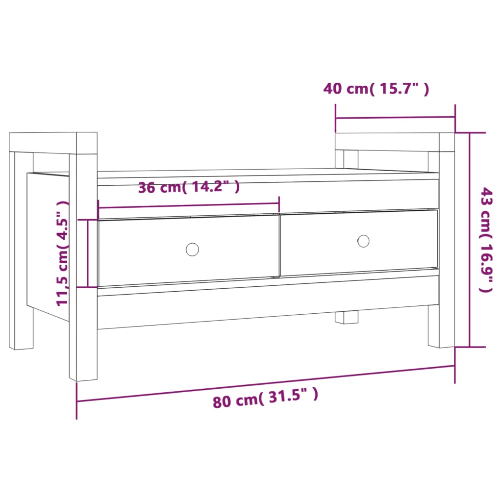 Banc d'entrée 80x40x43 cm Bois de pin massif Bancs coffres vidaXL   