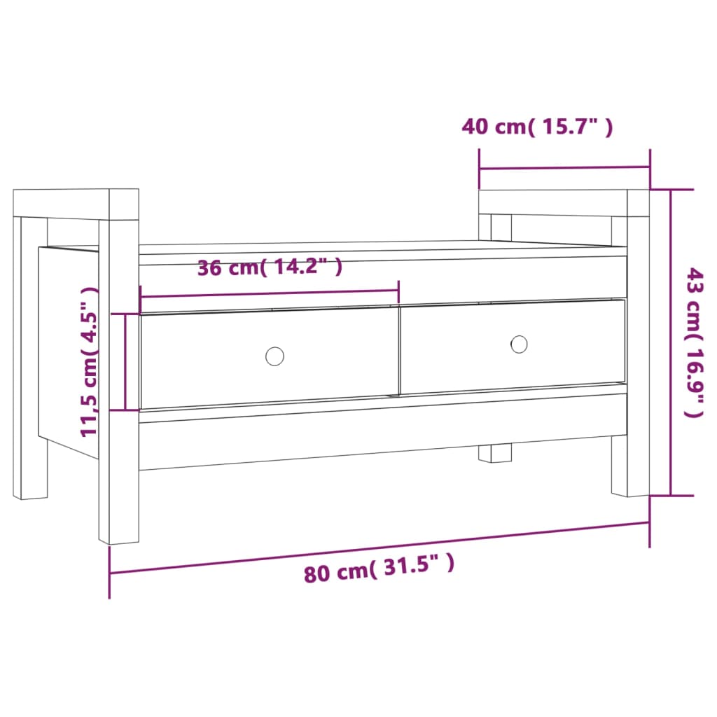 Banc d'entrée Marron miel 80x40x43 cm Bois de pin massif Bancs coffres vidaXL   