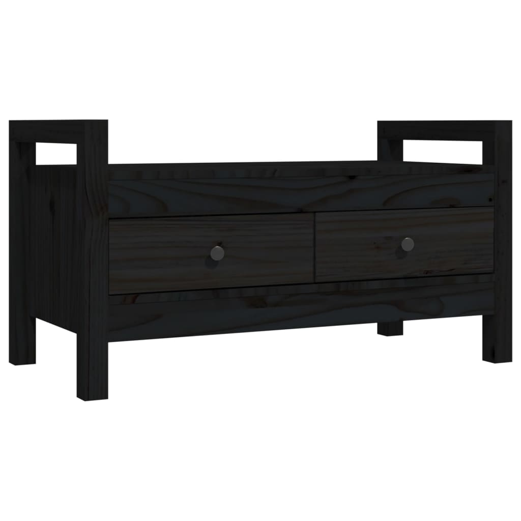 Banc d'entrée Noir 80x40x43 cm Bois de pin massif Bancs coffres vidaXL   