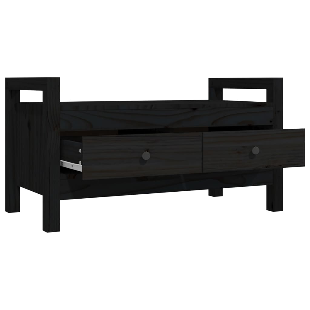 Banc d'entrée Noir 80x40x43 cm Bois de pin massif Bancs coffres vidaXL   