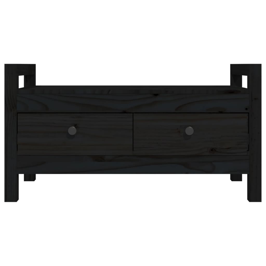 Banc d'entrée Noir 80x40x43 cm Bois de pin massif Bancs coffres vidaXL   