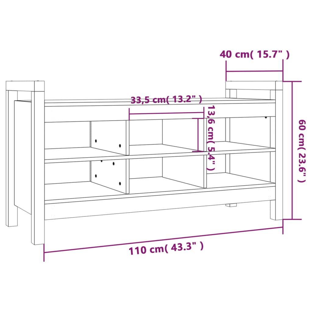 Banc d'entrée Gris 110x40x60 cm Bois de pin massif Bancs coffres vidaXL   