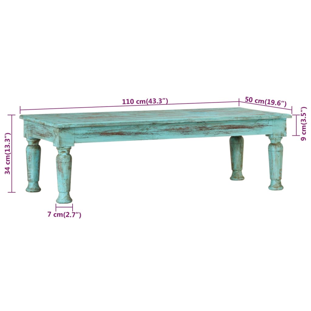 Table basse 110x50x34 cm Bois de récupération massif Tables basses vidaXL