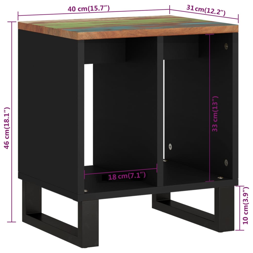 Table d'appoint 40x31x46cm Bois de récupération et d'ingénierie Tables de chevet vidaXL