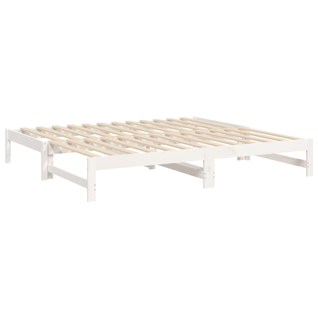 Lit coulissant Blanc 2x(75x190) cm Bois de pin massif Lits & cadres de lit vidaXL   