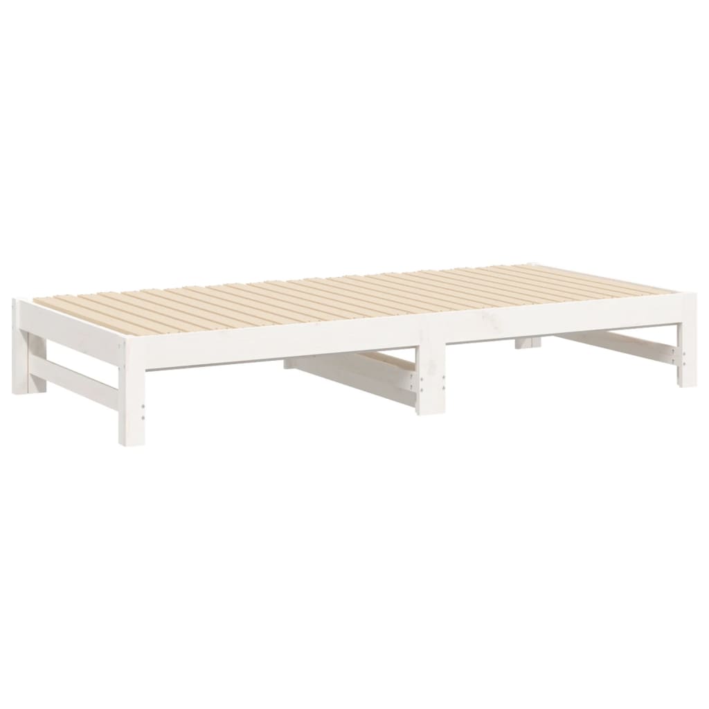 Lit coulissant Blanc 2x(75x190) cm Bois de pin massif Lits & cadres de lit vidaXL   