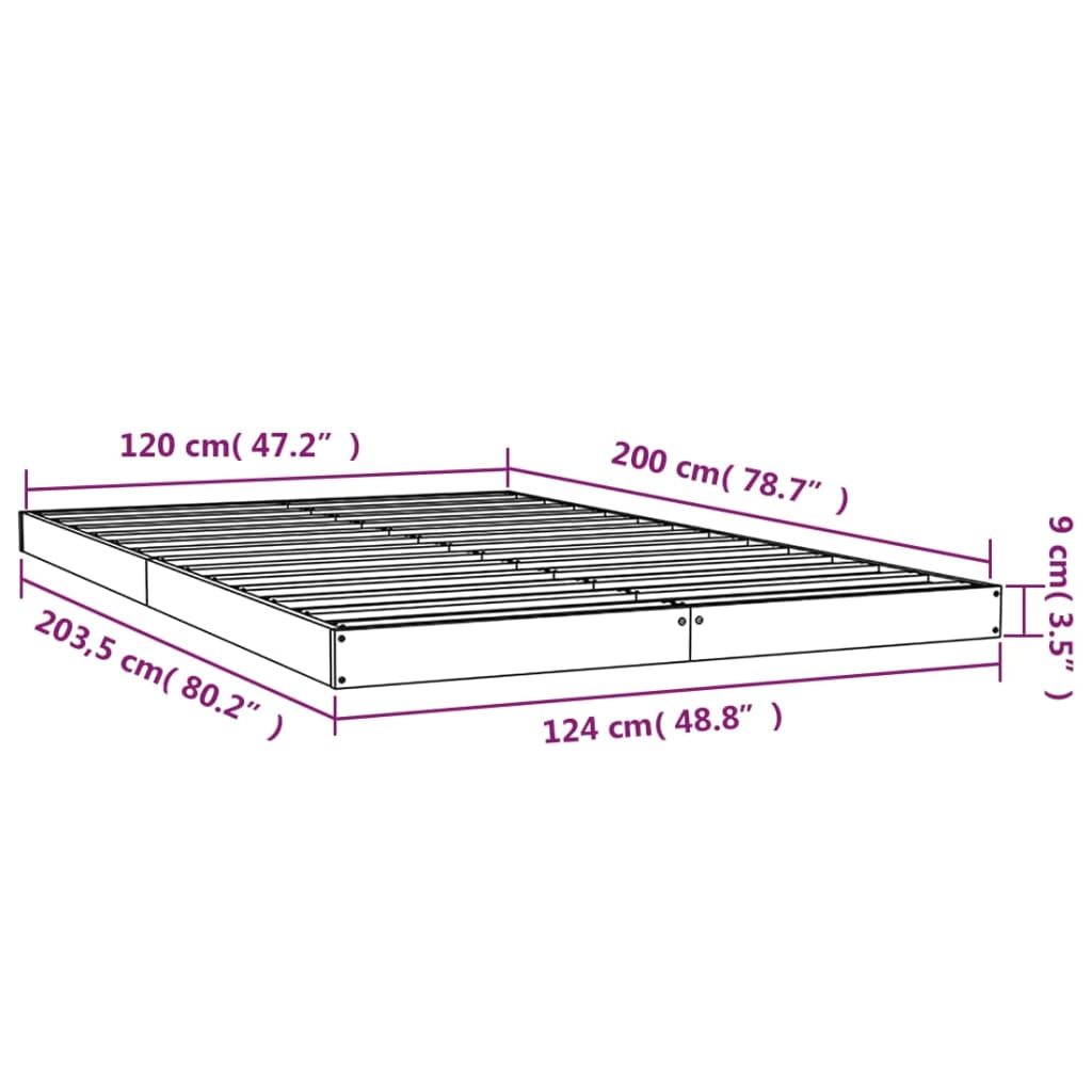 Cadre de lit blanc 120x200 cm bois de pin massif Lits & cadres de lit vidaXL   