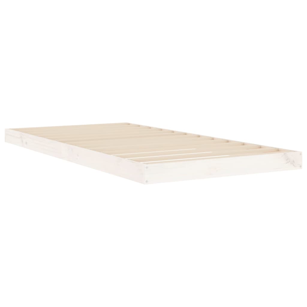 Cadre de lit blanc 90x190 cm simple bois massif de pin Lits & cadres de lit vidaXL   