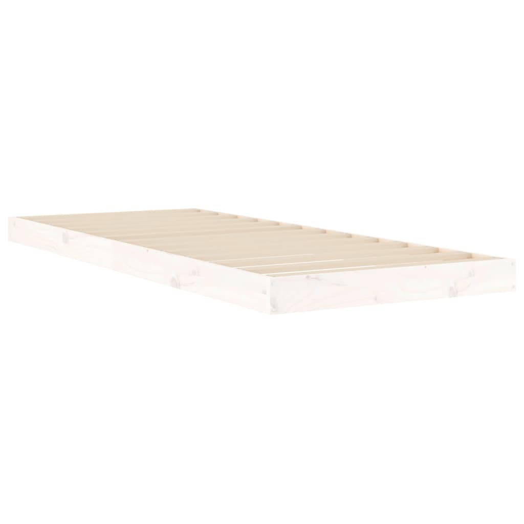 Cadre de lit blanc 75x190 cm petit simple bois massif de pin Lits & cadres de lit vidaXL   